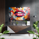 Lips Brushed Aluminum Dibond Wall Art.